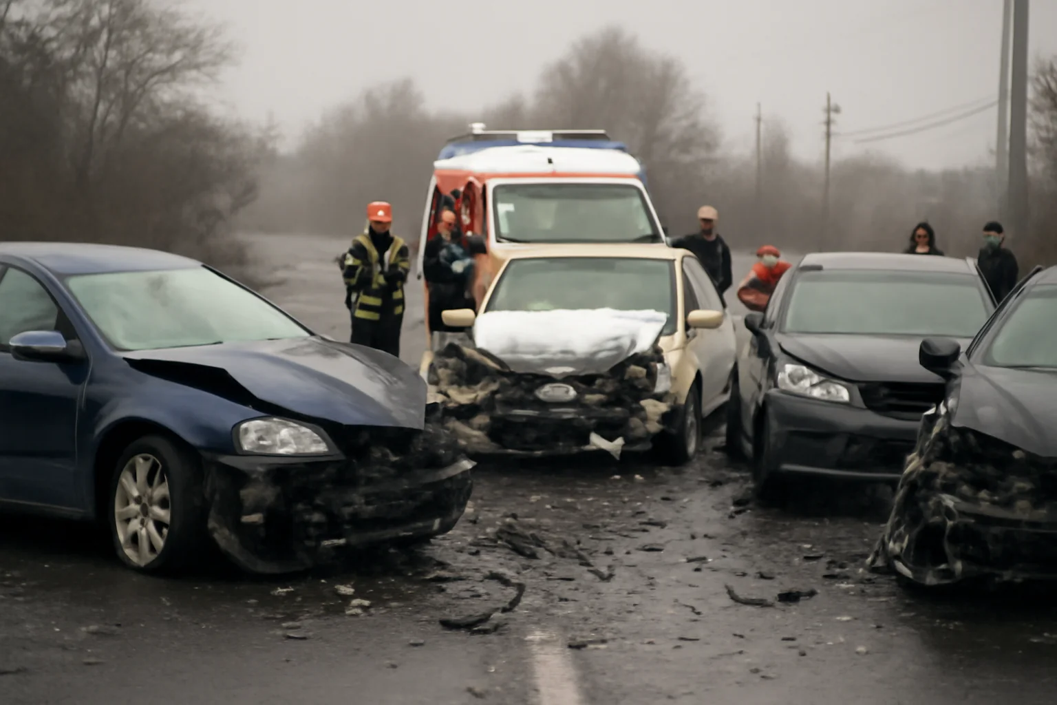 4 mașini implicate și 3 răniți transportați la spital