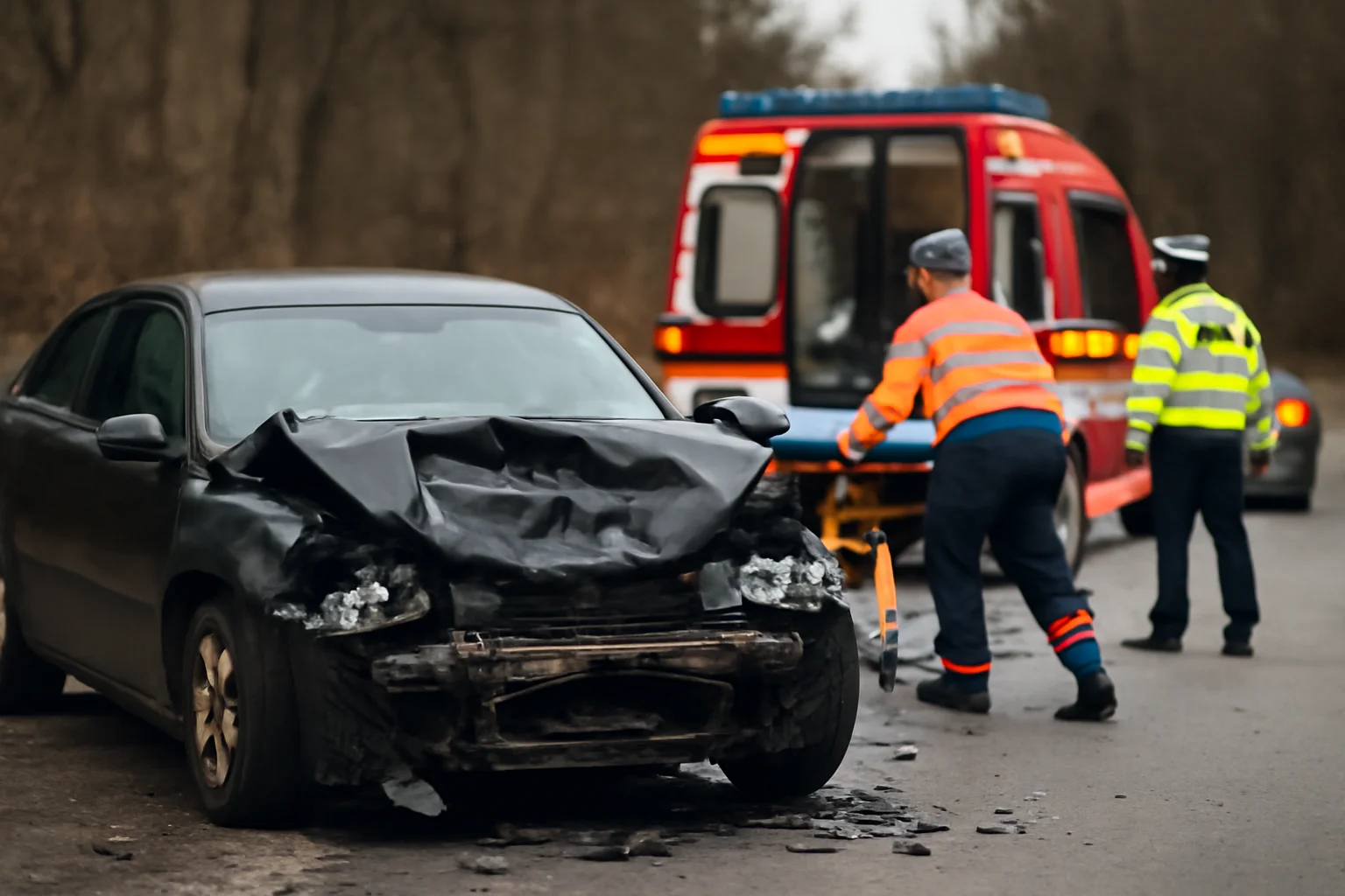 Accident rutier la Măgura, o persoană dusă la spital în urma intervenției pompierilor din Bacău