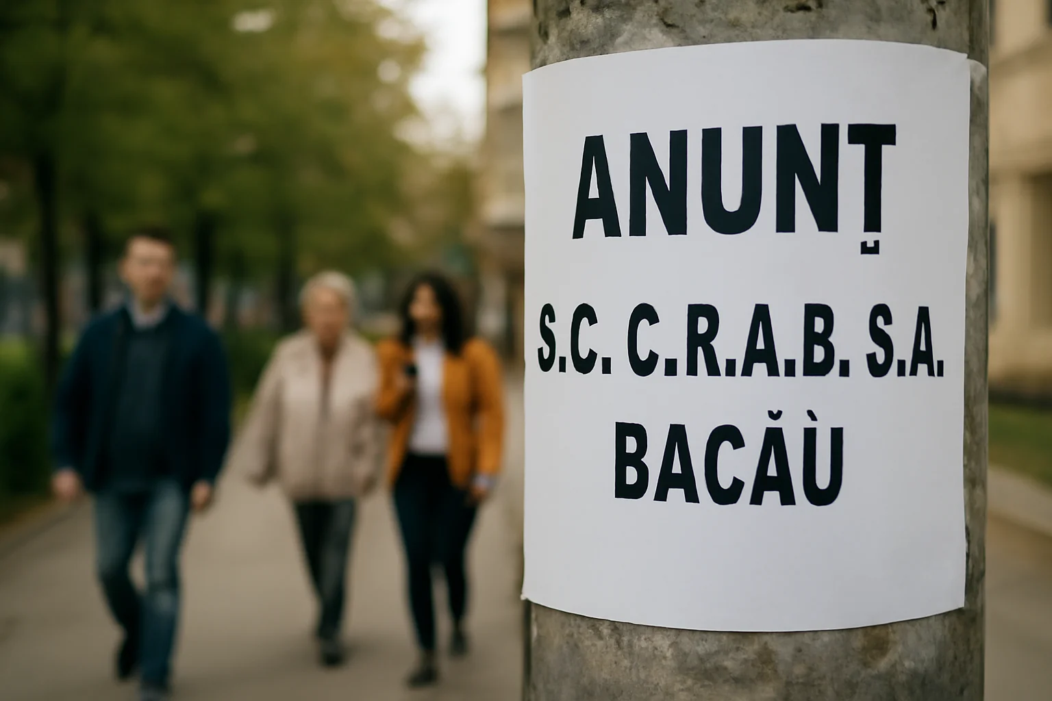 Anunț oficial S.C. C.R.A.B. S.A. Bacău pentru comunitatea locală