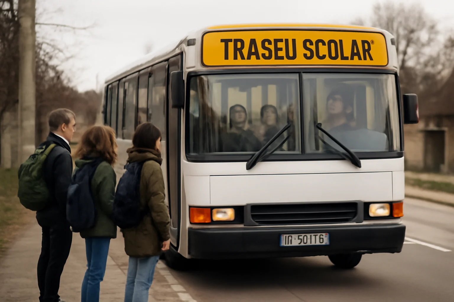 autobuz cu doar trei elevi oprit din cauza numărului mic de pasageri