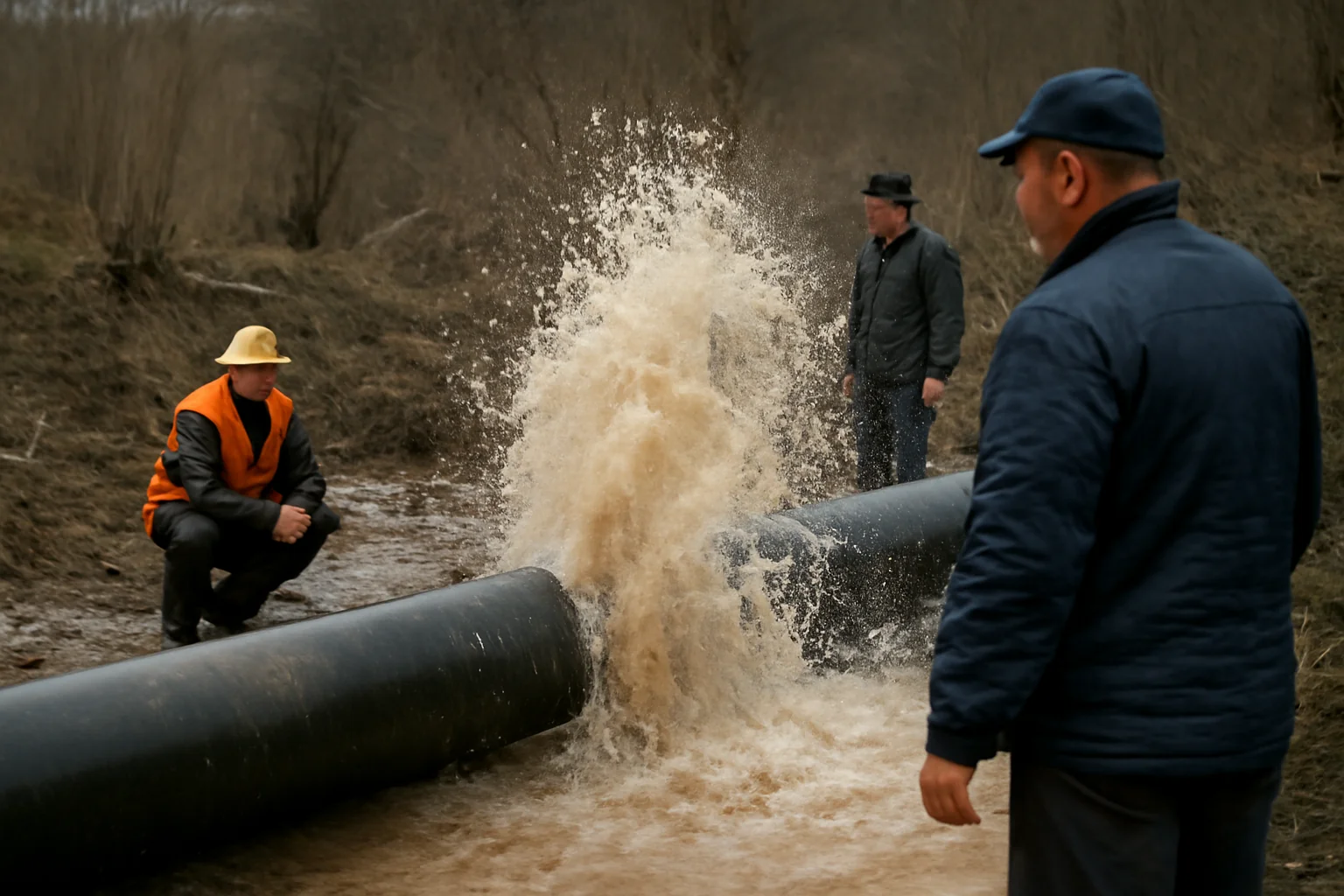 Avarie majoră la conducta de aducțiune Valea Uzului – Bacău, în zona Mărgineni