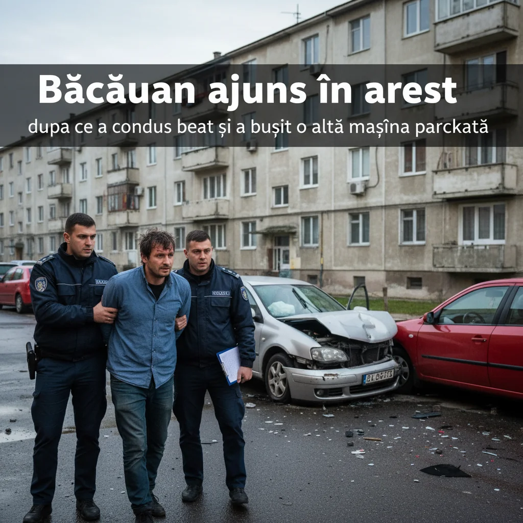 Băcăuan reținut după ce a condus băut și a lovit o mașină parcată