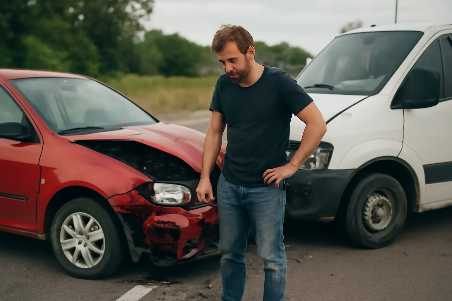 Bărbat din Berzunți, beat și fără permis, a provocat un accident pe DJ117