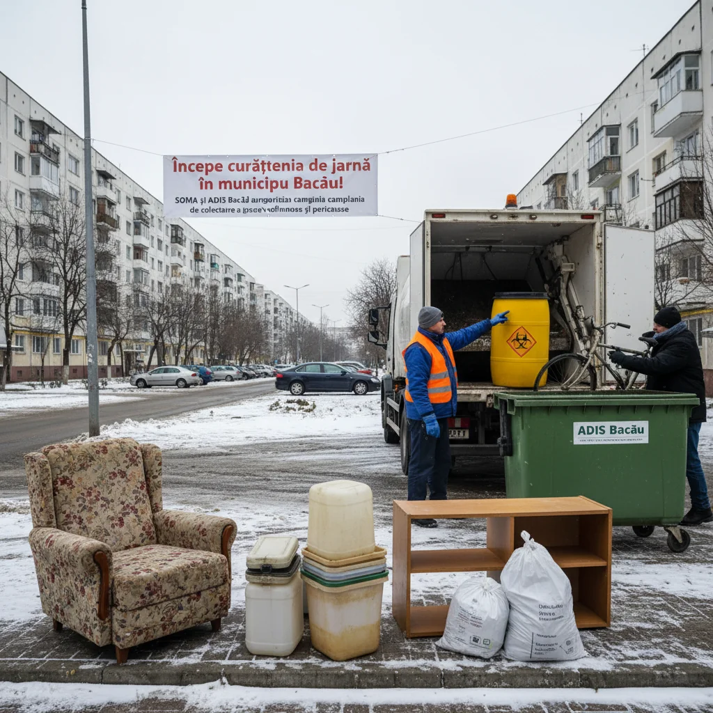 Campania de colectare a deșeurilor voluminoase și periculoase începe în municipiul Bacău, organizată de SOMA și ADIS Bacău