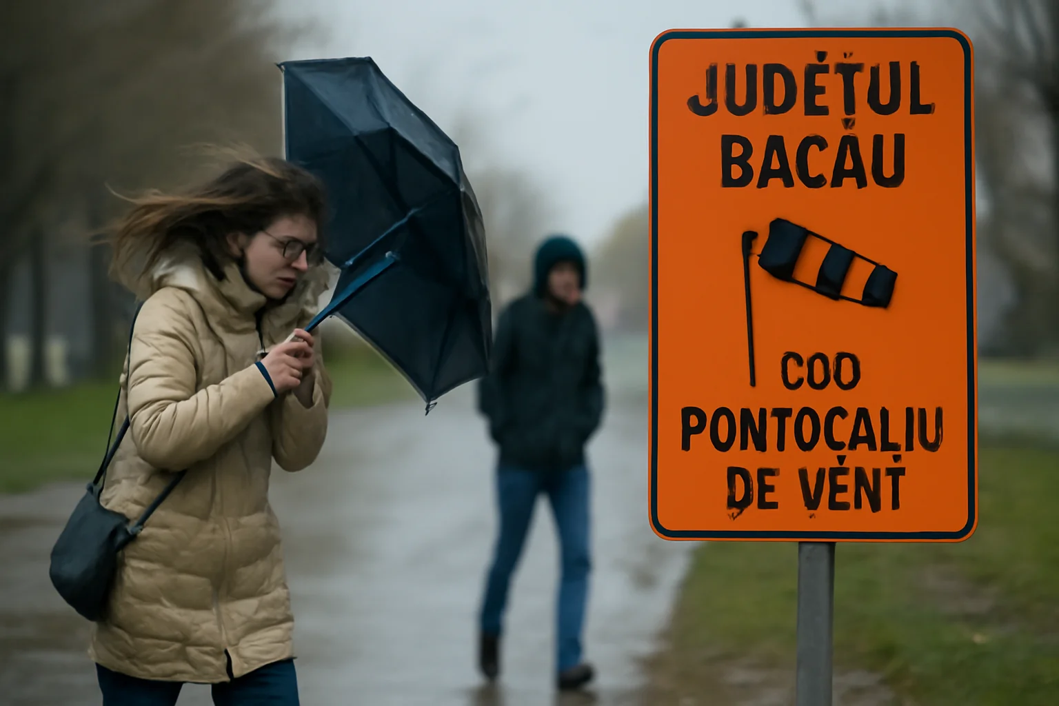 Cod portocaliu de vânt și ninsoare viscolită în județul Bacău duminică, 28 decembrie