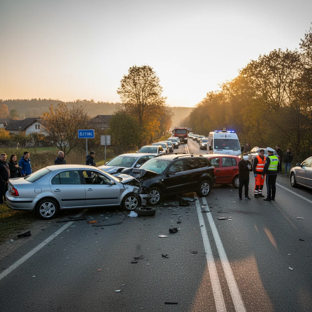 Coliziune între 3 mașini, două persoane rănite (FOTO)