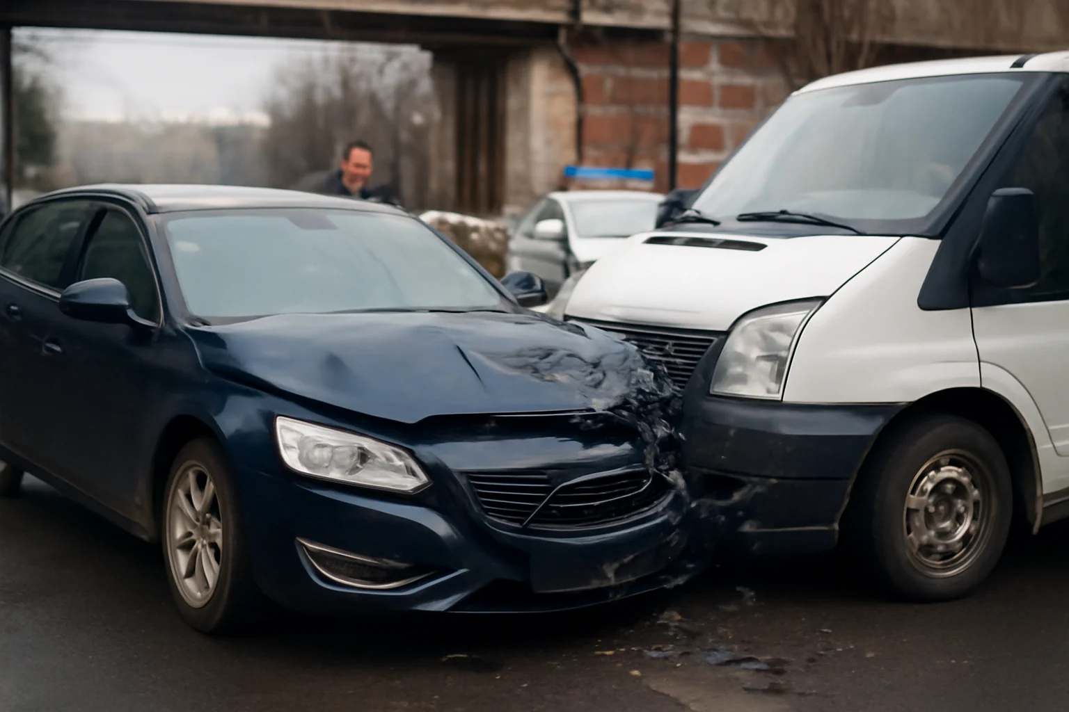 Coliziune la Pasajul Letea din Bacău – un Volvo intră în plin într-o autoutilitară Ford