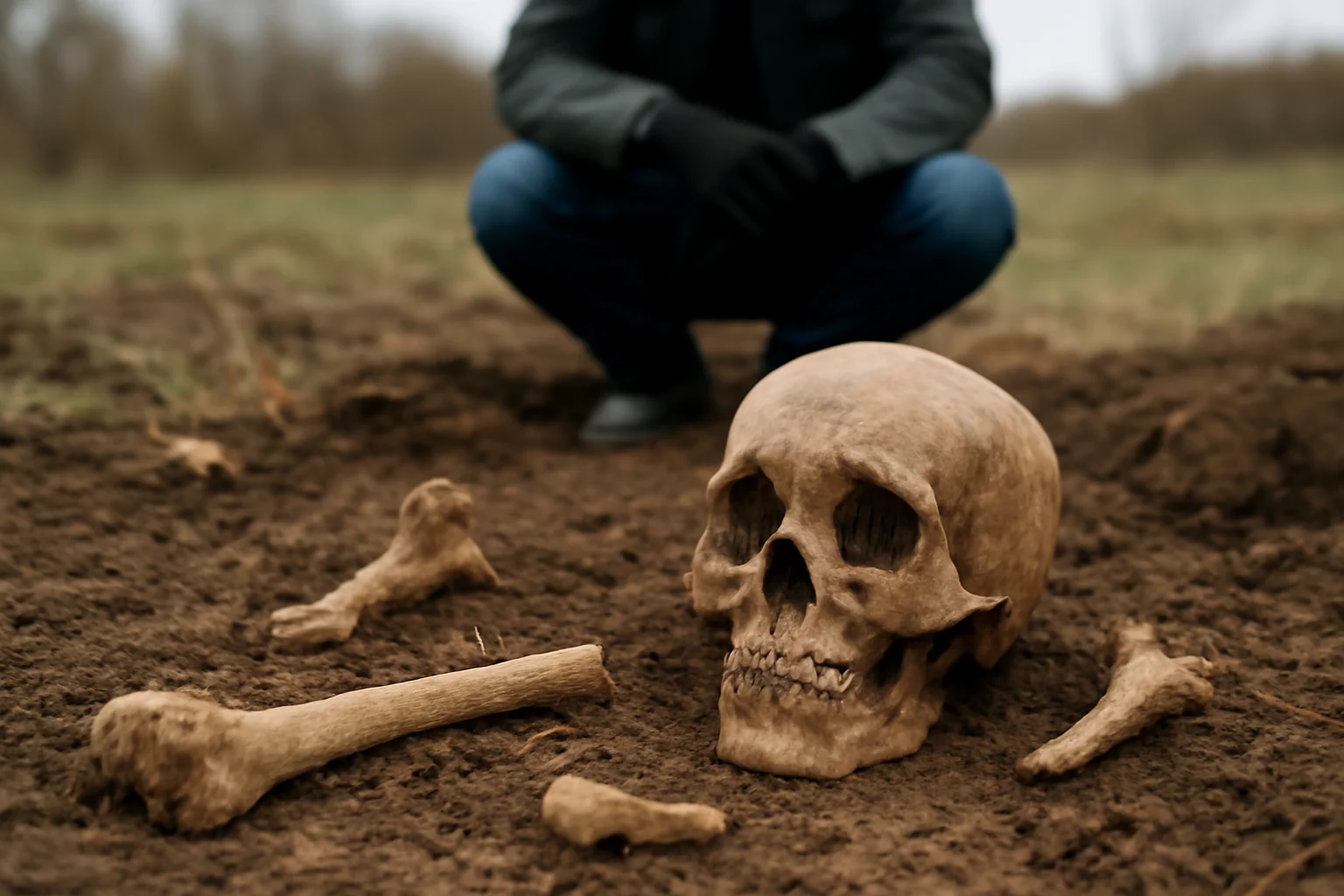 Craniu și fragmente osoase găsite pe un teren extravilan la Gura Văii, județul Bacău