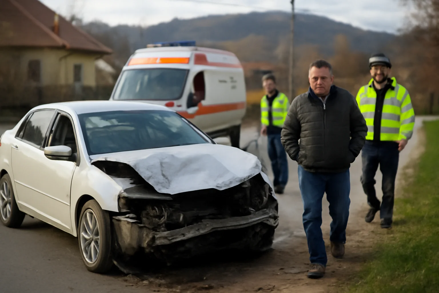 Imagini de la un grav accident rutier cu rănit în Podiș, comuna Mărgineni