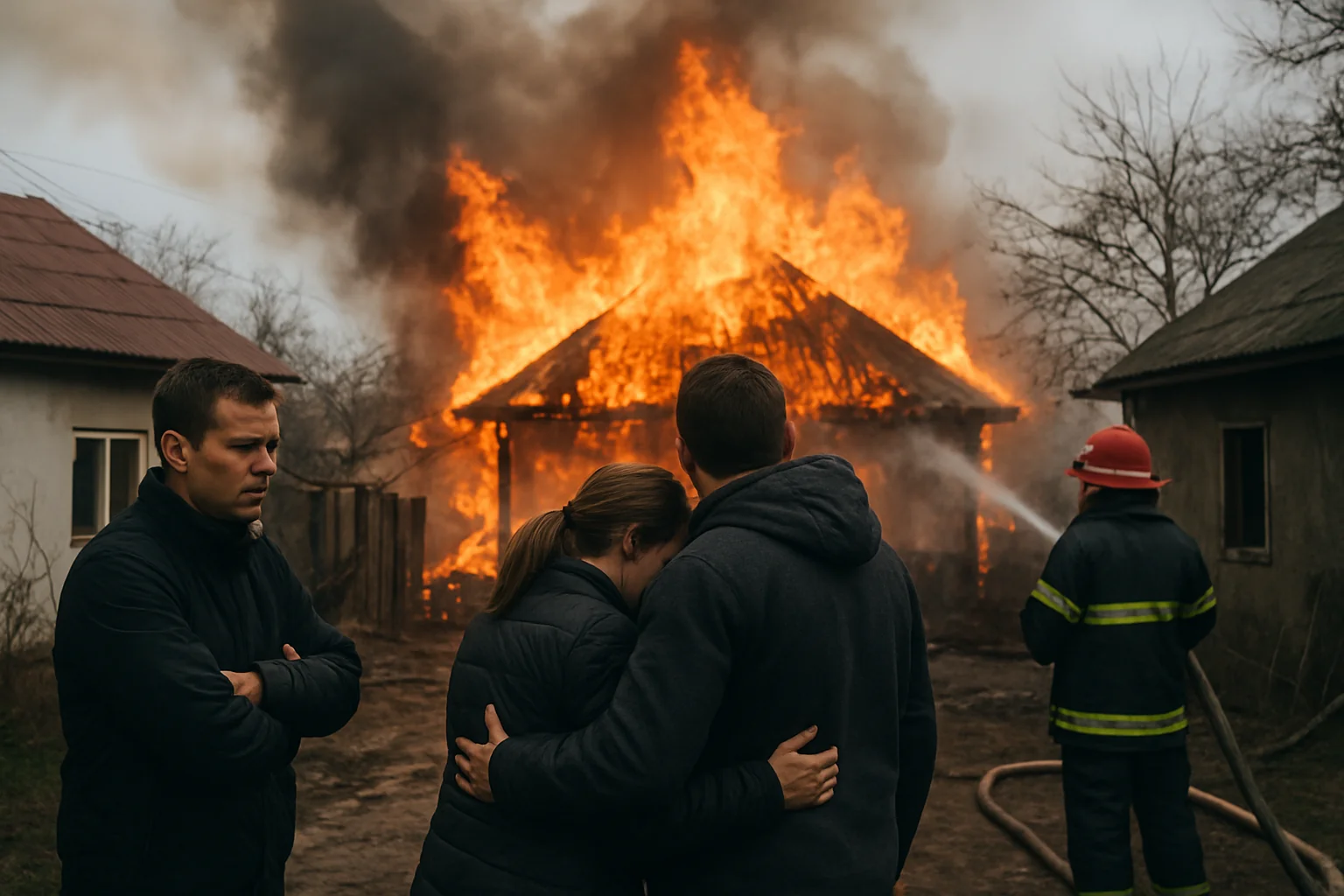 Incendiu în Poduri, Bacău: trei case afectate