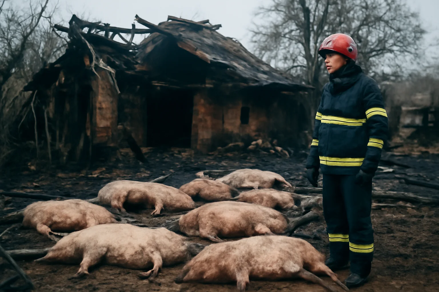 Incendiu la o anexă gospodărească din Pârgărești, județul Bacău: nouă porci au murit