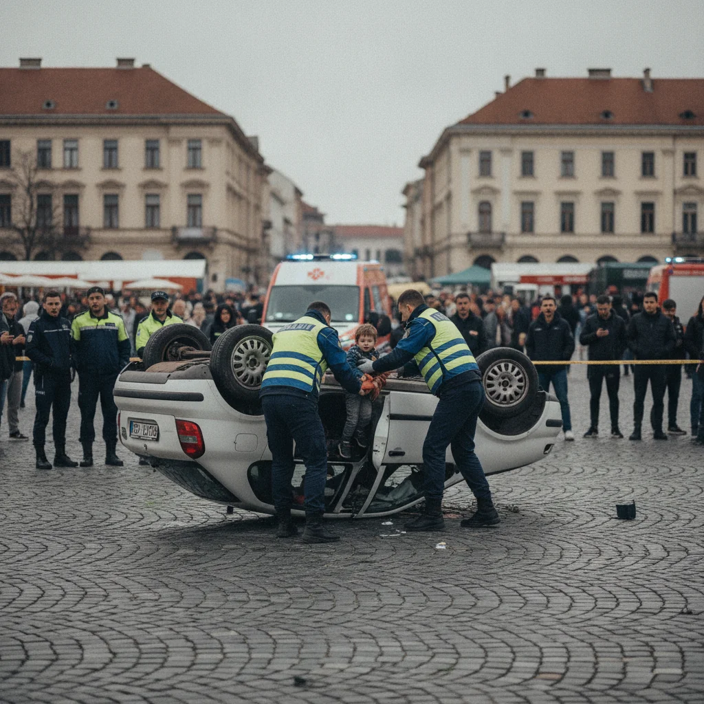 Intervenție Rapidă a Jandarmeriei la un Accident Rutier în Bacău: Un Copil de Doi Ani Salvat
