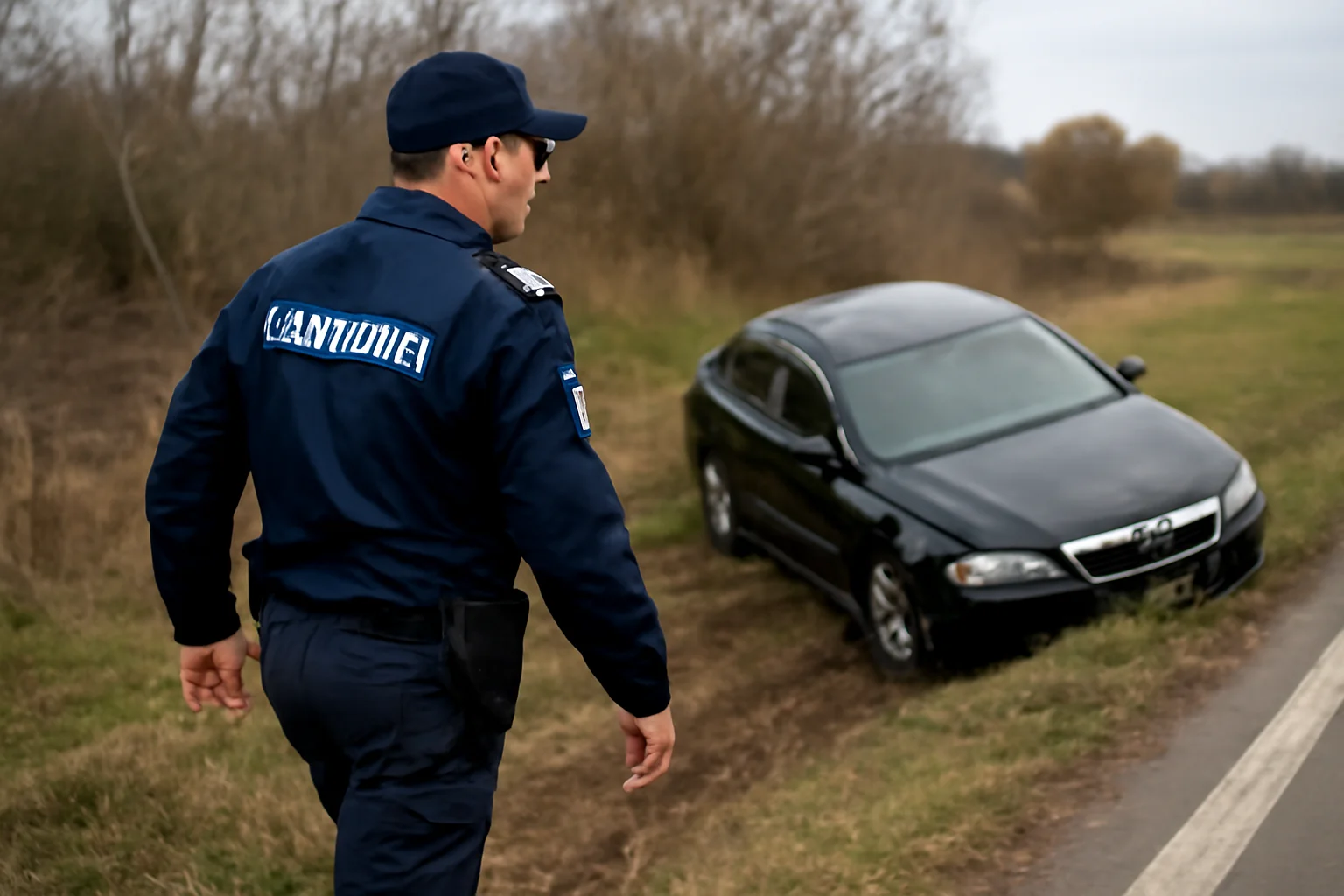 Jandarm din Bacău sare în ajutor după ce o mașină iese de pe șosea