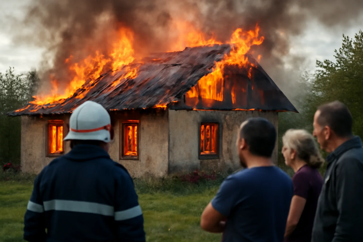 Locuință cuprinsă de flăcări în comuna Mărgineni, sat Trebeș, provocate de un scurtcircuit electric