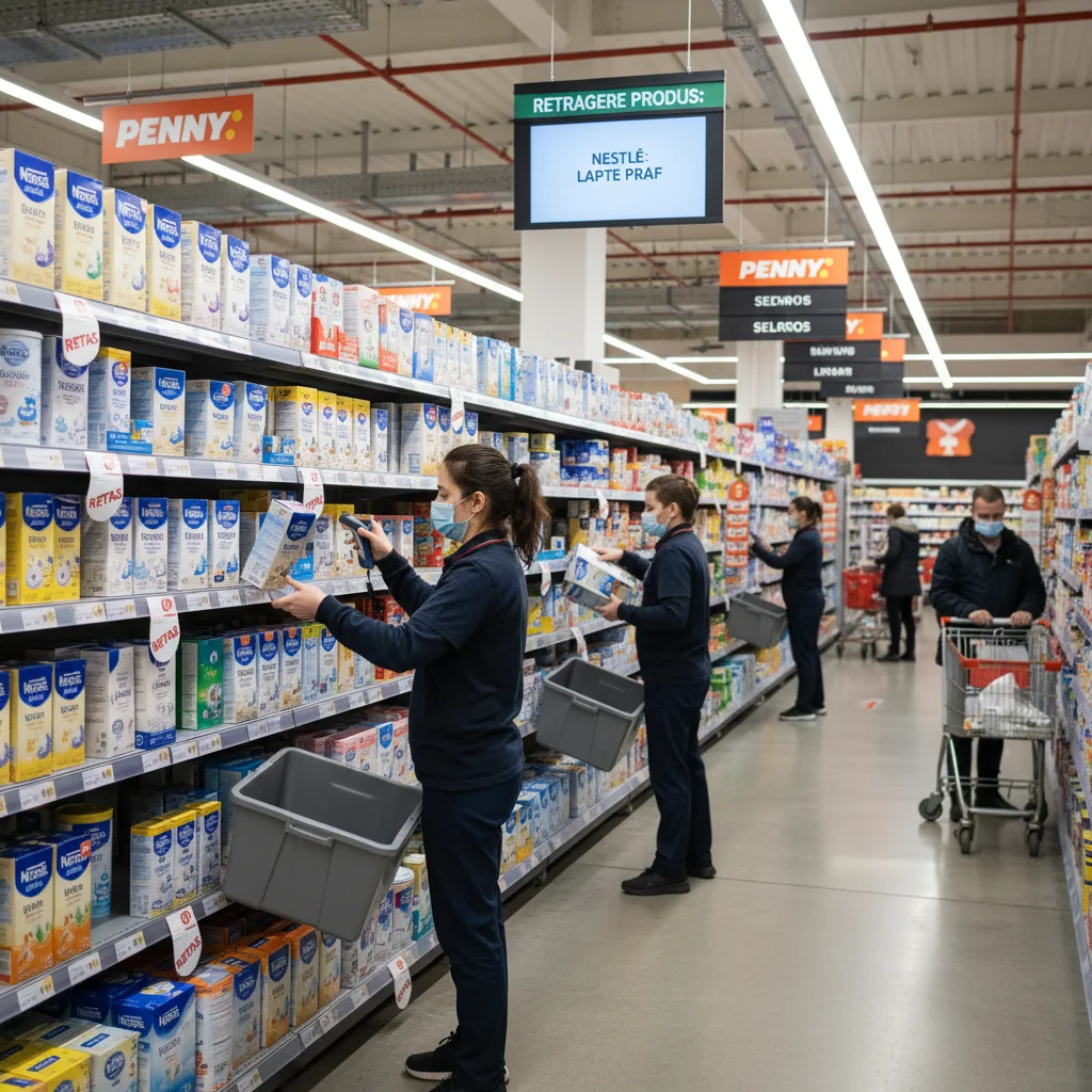 Nestle România retrage loturi de lapte praf din Auchan, Penny, Selgros, Kaufland și Carrefour din cauza Bacillus cereus
