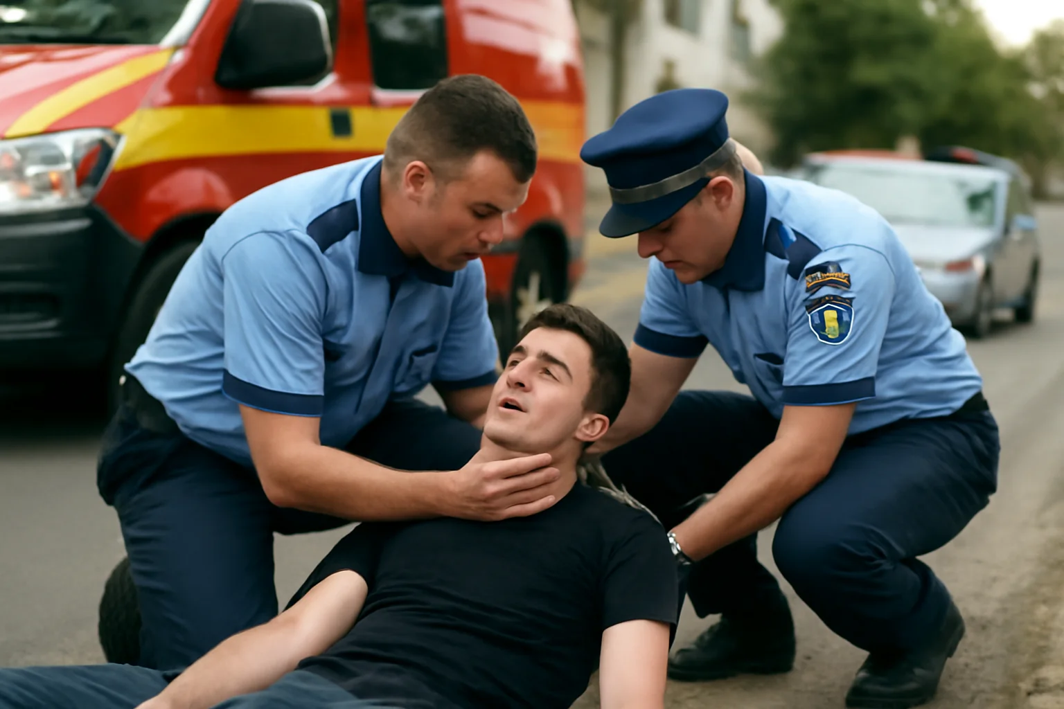 polițiștii acționează pentru a ajuta un tânăr de 20 de ani în situație critică