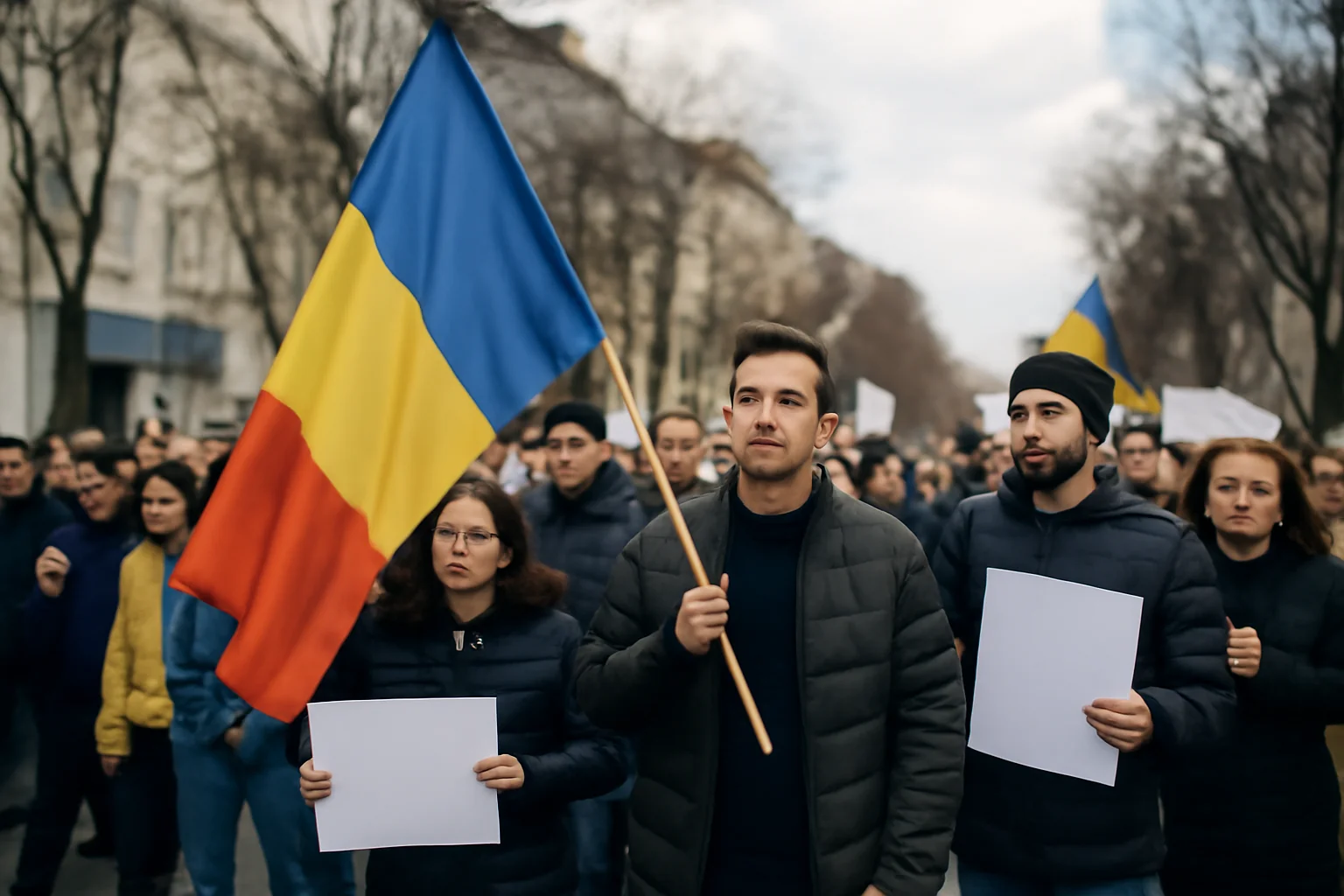 Protest AUR neavizat în centrul municipiului Bacău, față de majorarea taxelor