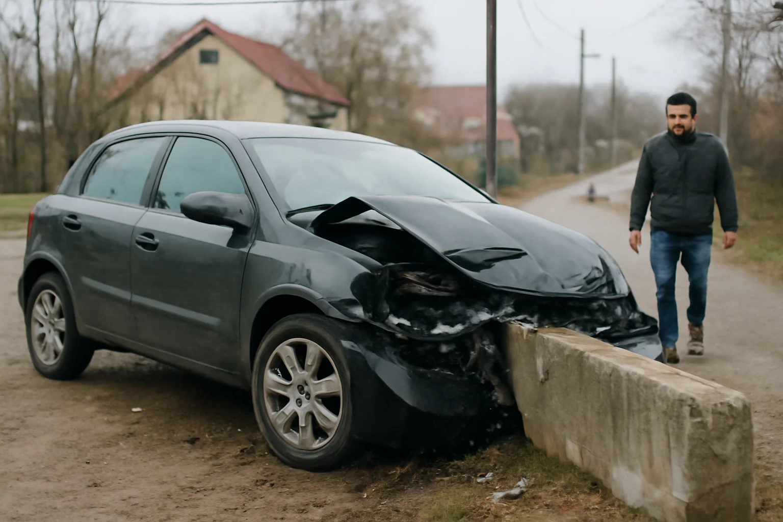 Șofer rănit la Moinești, în zona Lucăcești, după ce autoturismul a lovit un cap de pod