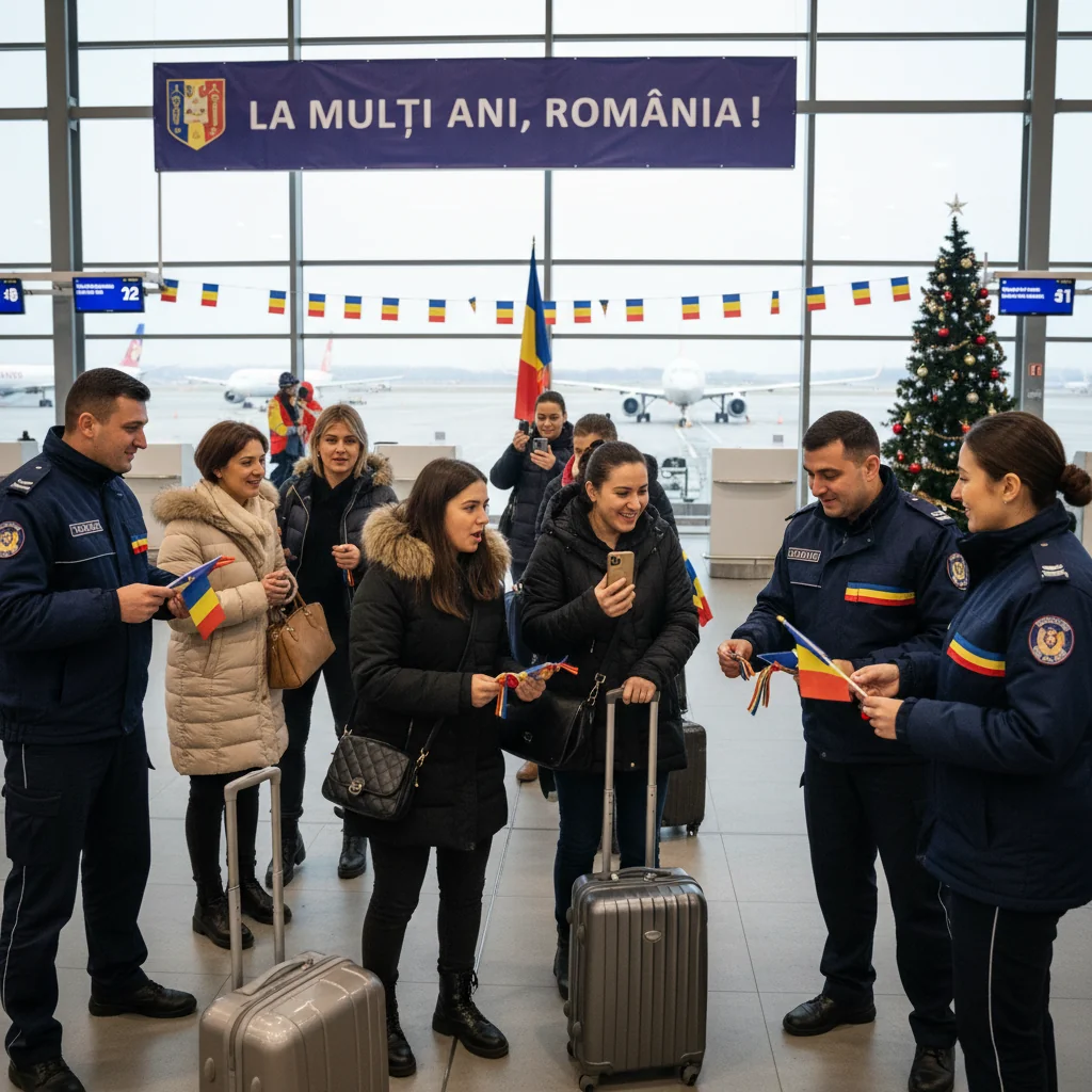 Surpriză pentru pasagerii Aeroportului Bacău de Ziua României, oferită de oamenii legii
