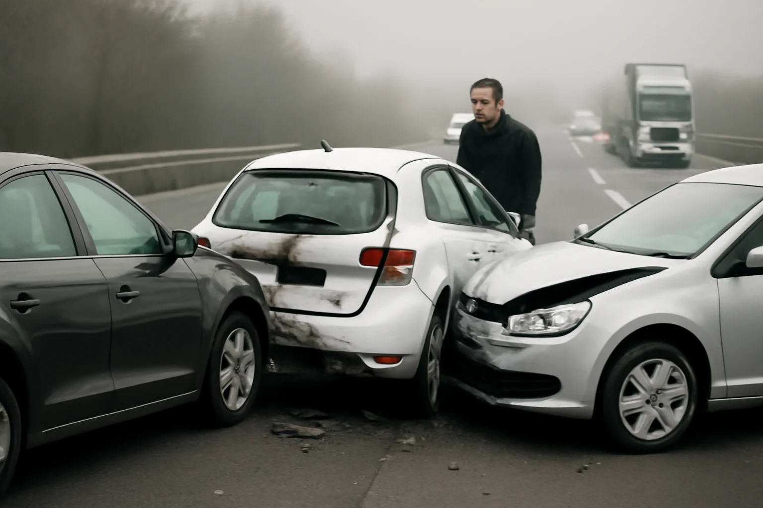 Trafic îngreunat pe Autostrada A7, la Bacău, după un carambol cu patru mașini