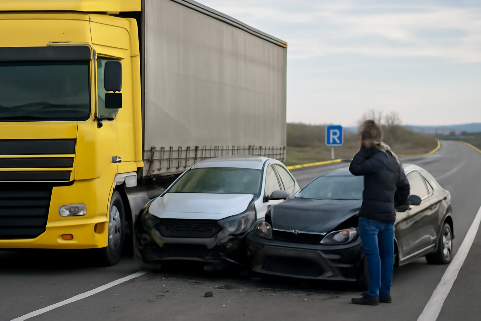 Trafic perturbat pe A7 după un accident cu TIR și două mașini, la scurt timp de la inaugurare, în zona Bacău